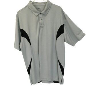 PGA Tour Men's 3-Button Golf Polo Shirt Size XXL Gray Black Inserts Activewear